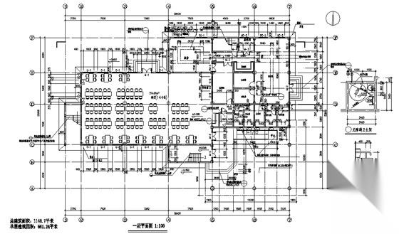 [湖北]某职业技术学院培训中心-餐饮中心建筑施工图cad施工图下载【ID:164866117】