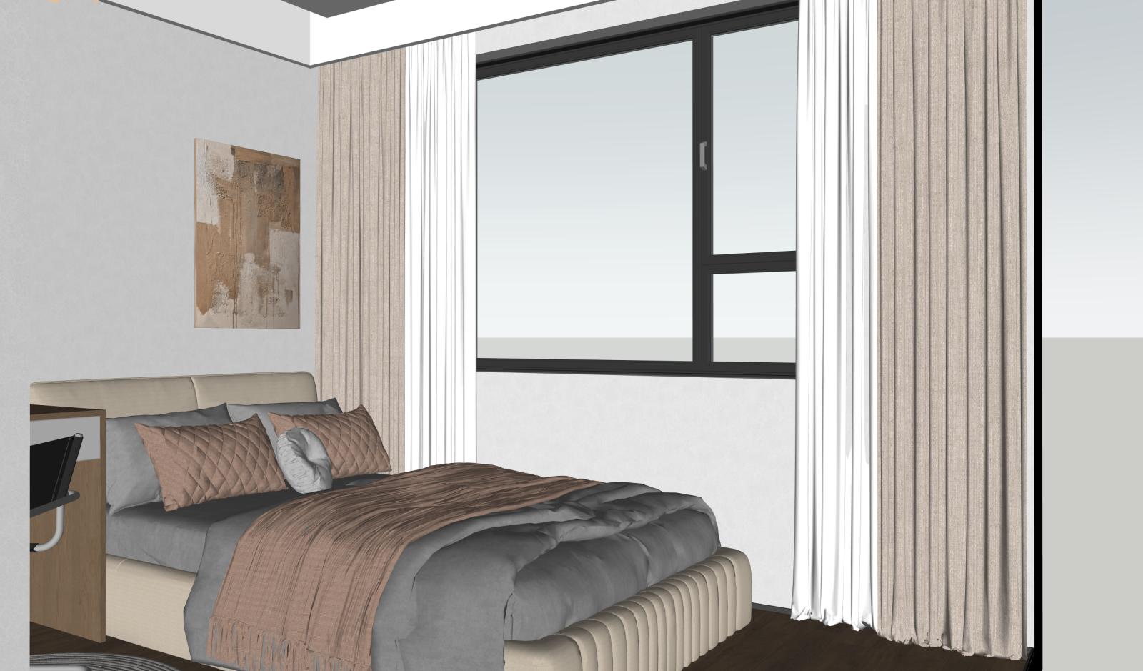 现代家居卧室SU模型下载【ID:1215977414】