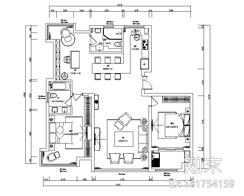 平行世界|江阴周庄丽景花园黑白灰空间住宅设计施工图...施工图下载【ID:161754159】