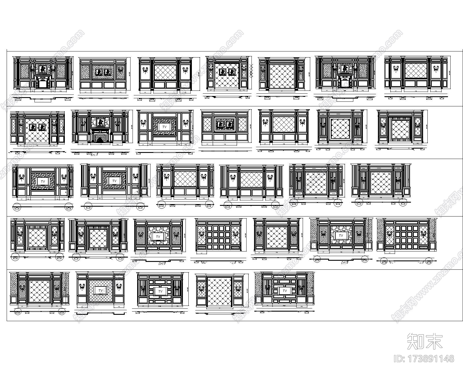 整木家居动态块设计图库施工图下载【ID:173891148】