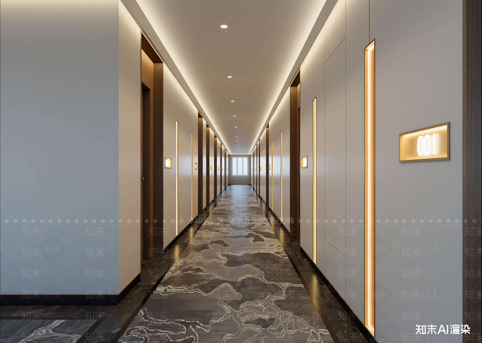 现代酒店走廊3D模型下载【ID:1214845461】