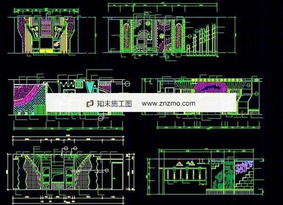 夜总会VIP房立面图cad施工图下载【ID:36941862】