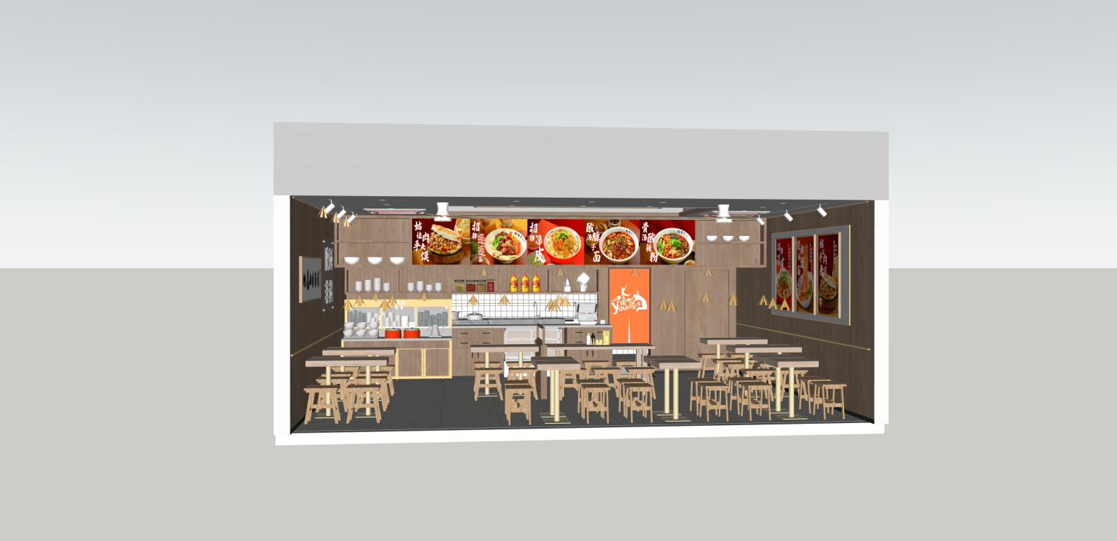现代快餐店SU模型下载【ID:1216025021】