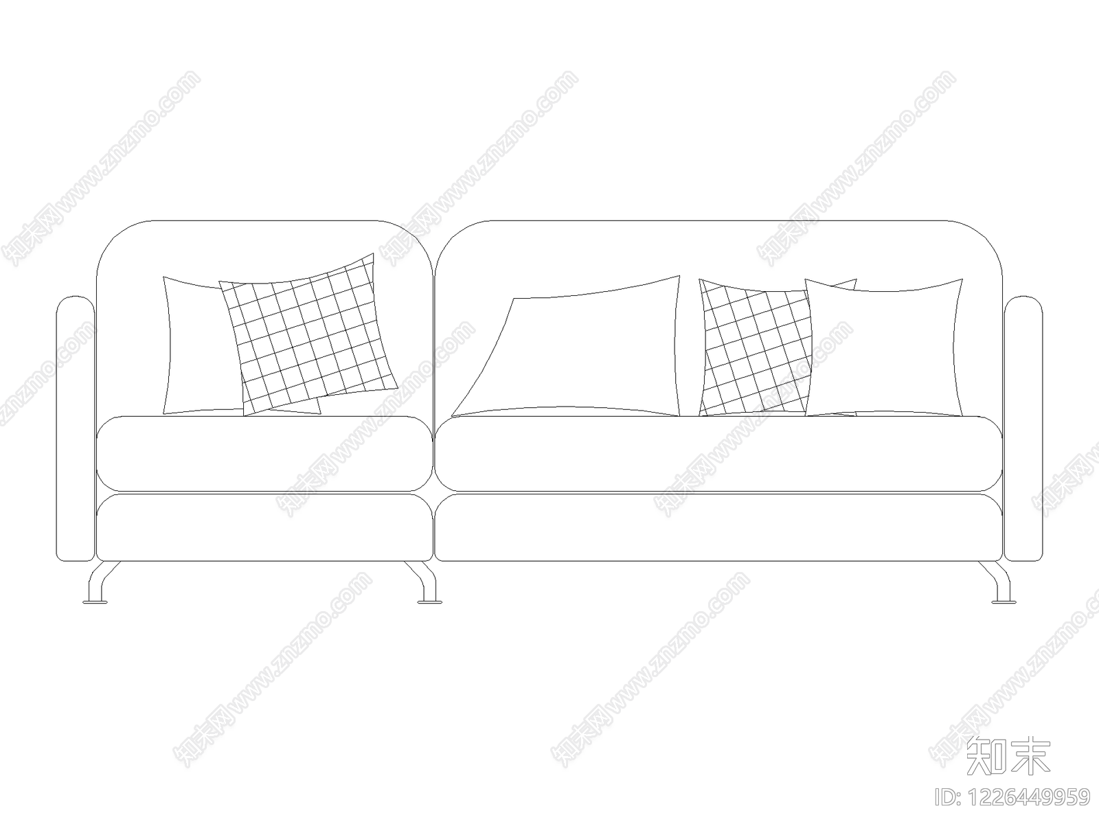 沙发cad施工图下载【ID:1226449959】