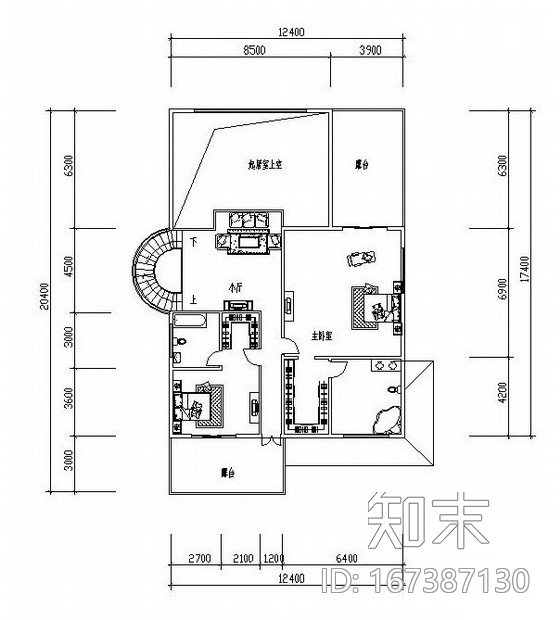 三层独栋别墅户型图(246/153/178)cad施工图下载【ID:167387130】