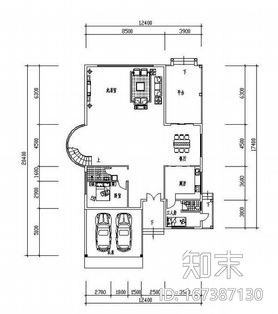 三层独栋别墅户型图(246/153/178)cad施工图下载【ID:167387130】