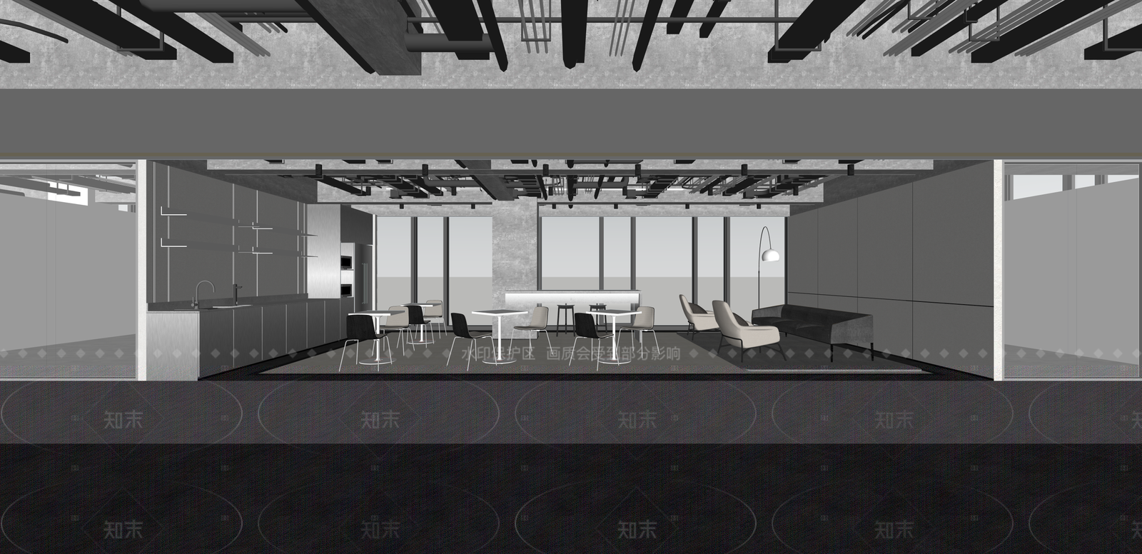 现代办公大堂SU模型下载【ID:1215926902】