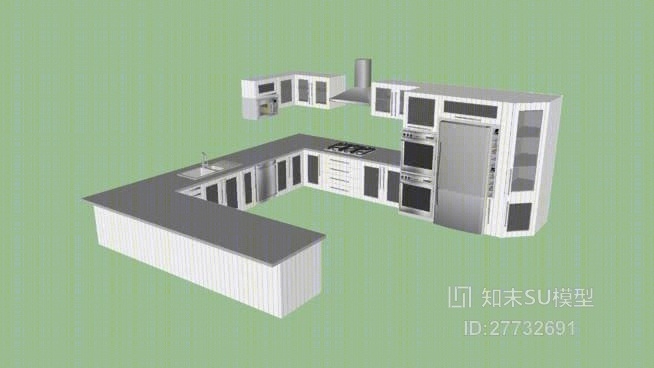 别墅开放厨房SU模型下载【ID:27732691】