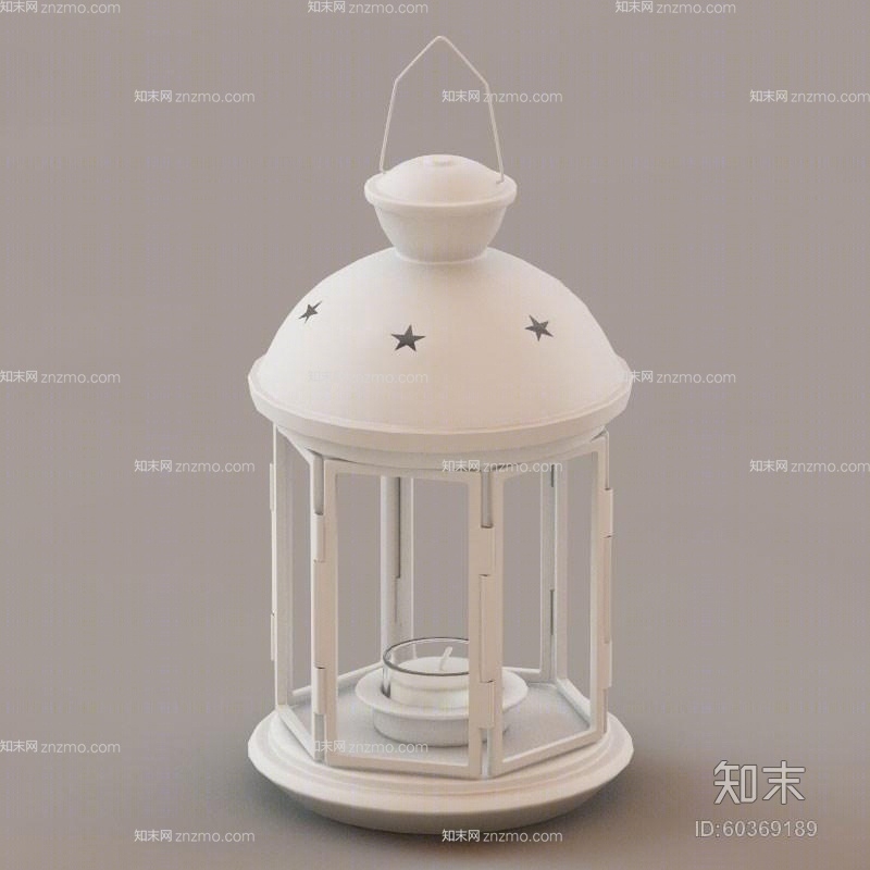 欧式简约白色铁艺花园灯3D模型下载【ID:60369189】