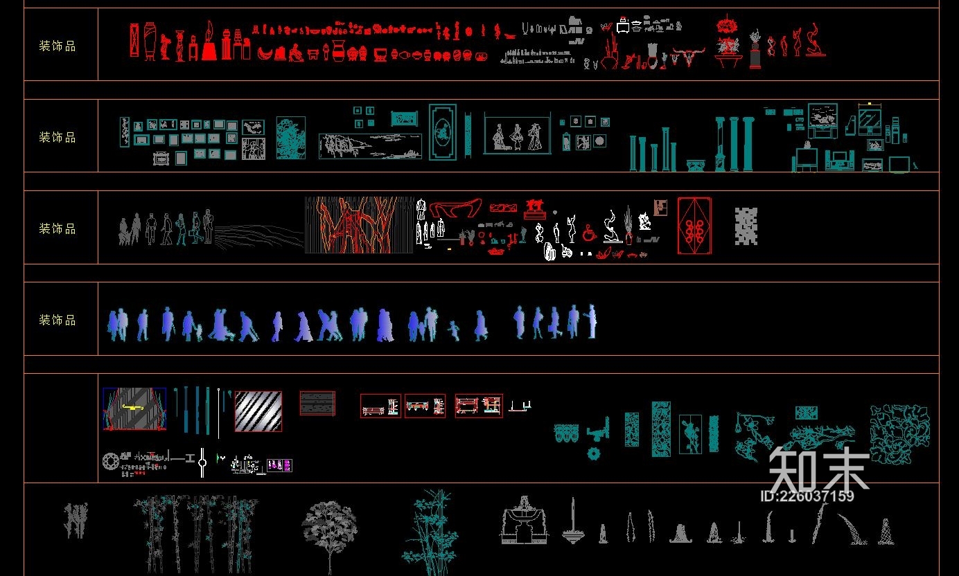 CAD立面常用图库施工图下载【ID:226037159】