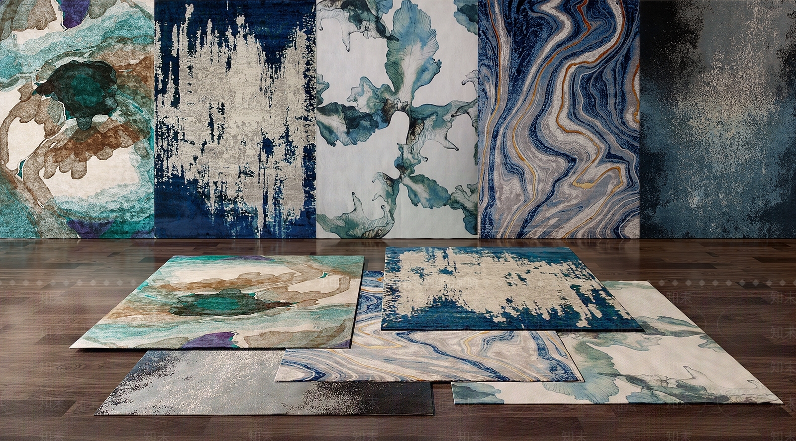 新中式抽象水墨地毯模型3D模型下载【ID:434821066】