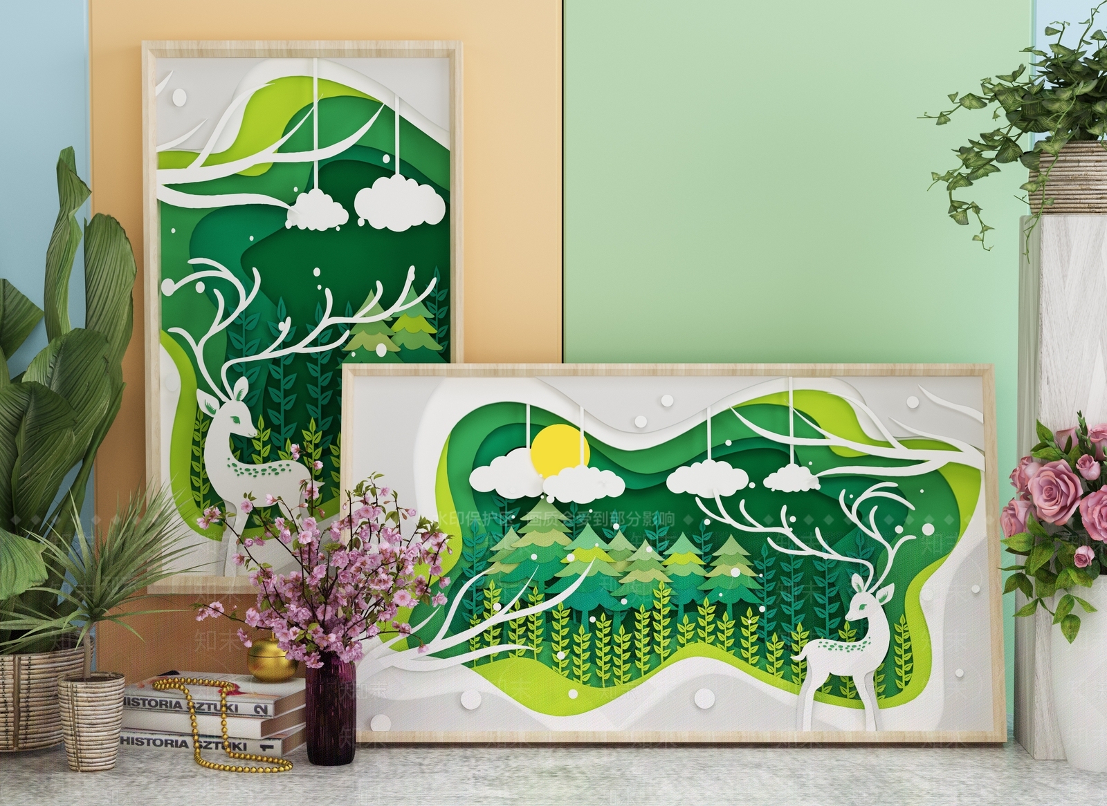 现代剪纸立体画相框3D模型下载【ID:735241441】