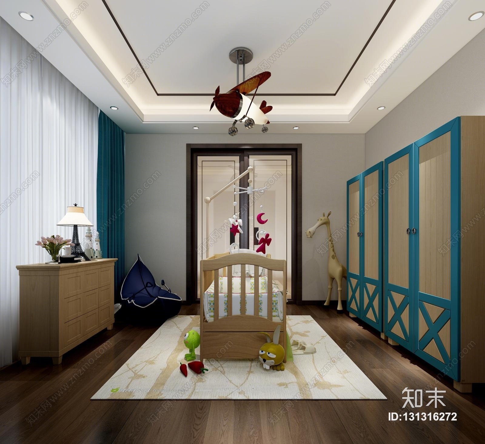 现代婴儿房床3D模型下载【ID:131316272】