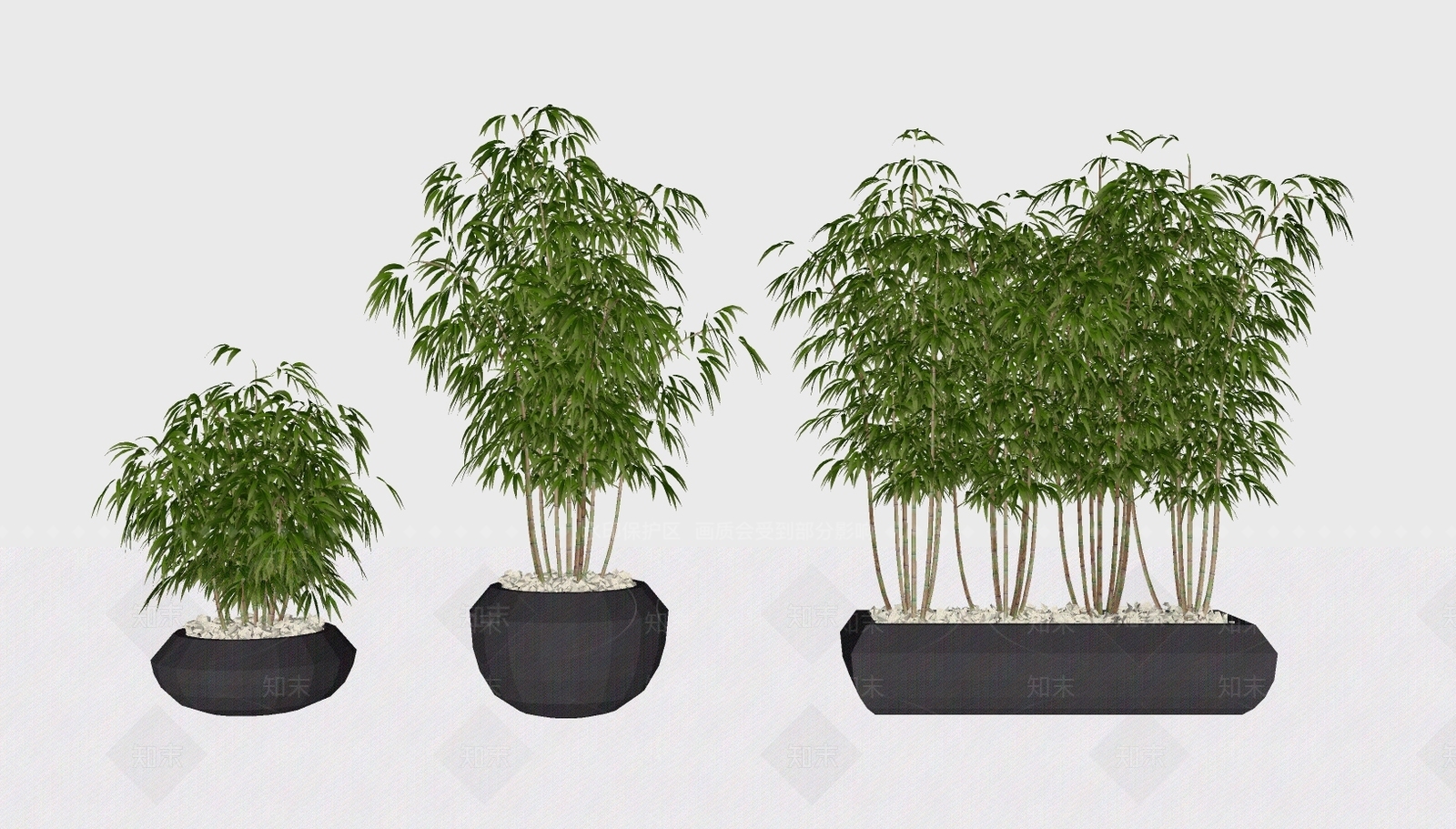 现代富贵竹子假山植物盆栽小品组合SU模型下载【ID:133742785】