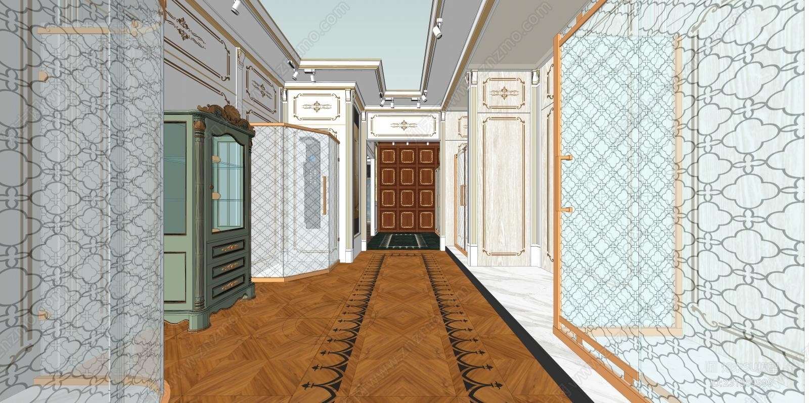 现代上海淋浴屏风展示空间SU模型下载【ID:231359999】