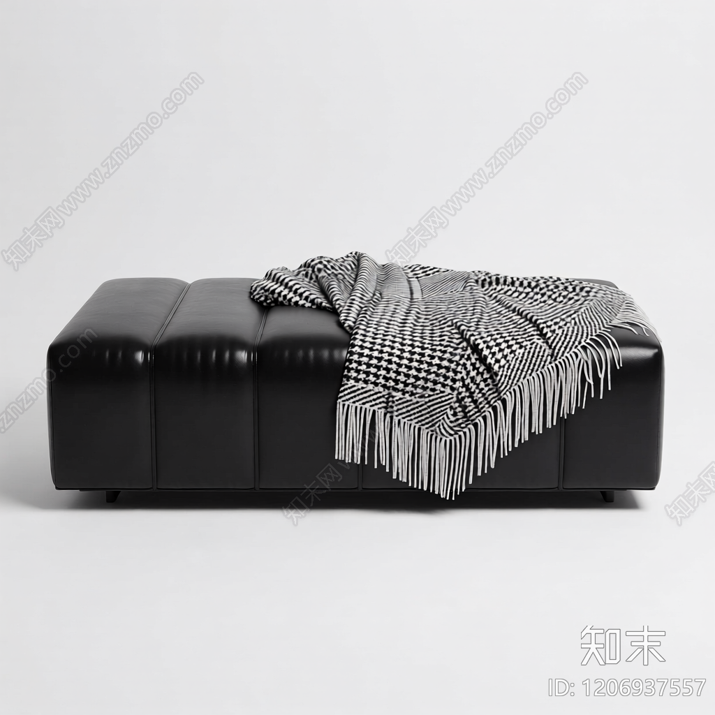 黑色模块沙发带毯子3D模型下载【ID:1206937557】