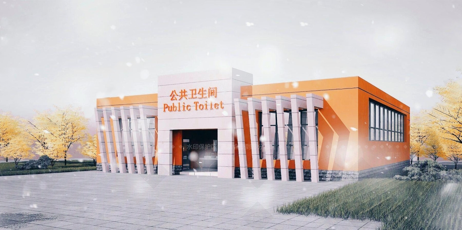 现代户外公共卫生间3D模型下载【ID:1103462234】