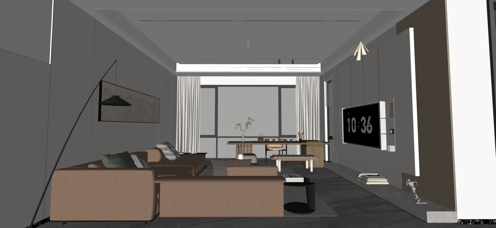 现代家居客厅SU模型下载【ID:1222190984】