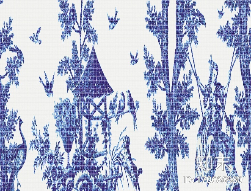 中式青花瓷马赛克拼花贴图下载【ID:170686980】