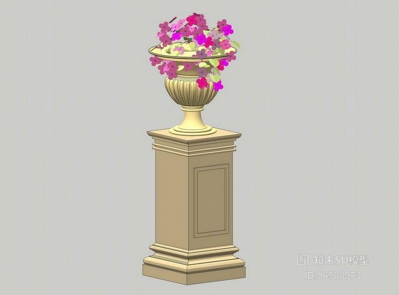 欧式花钵SU模型下载【ID:96583973】