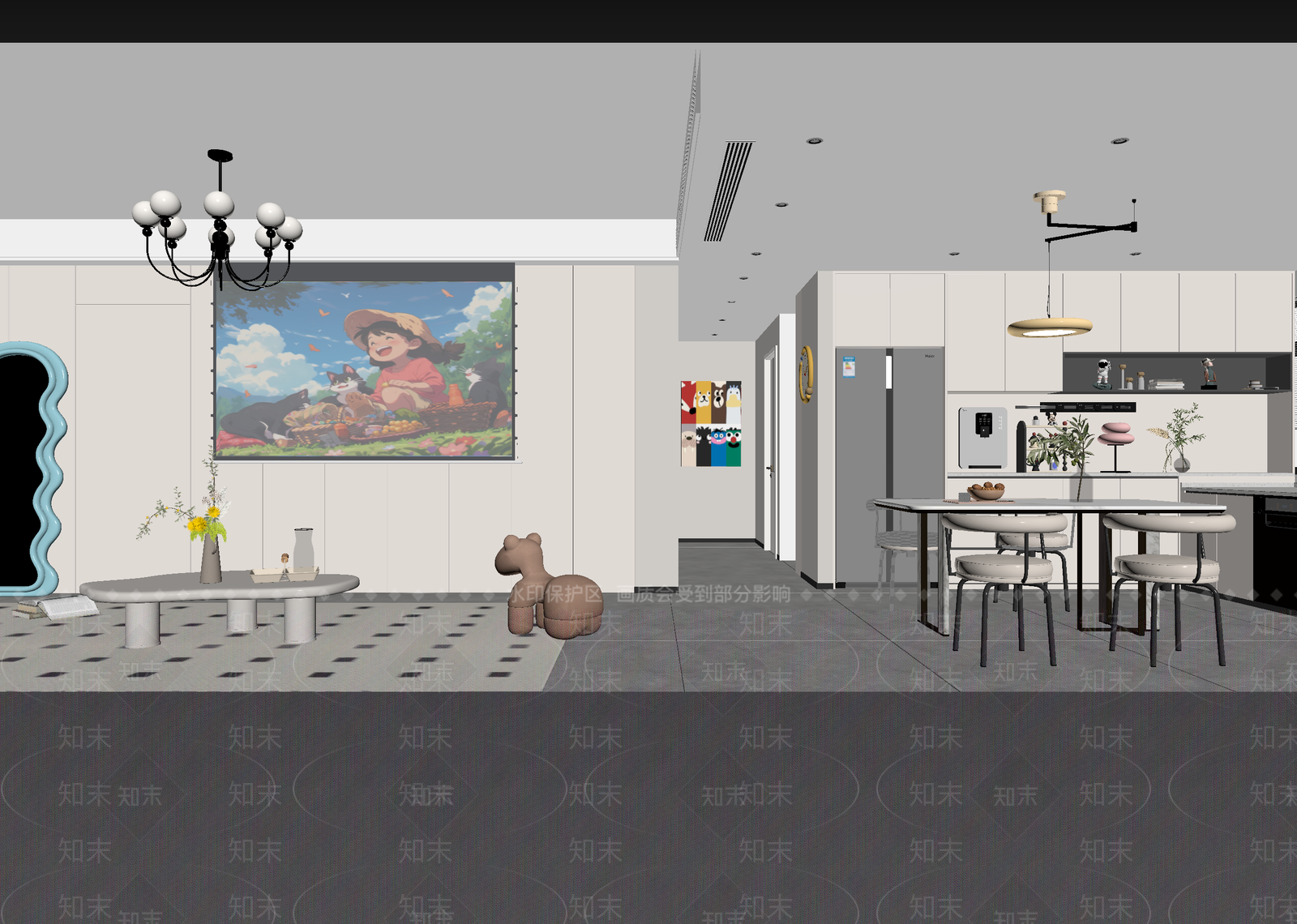 现代客餐厅3D模型下载【ID:1215085488】