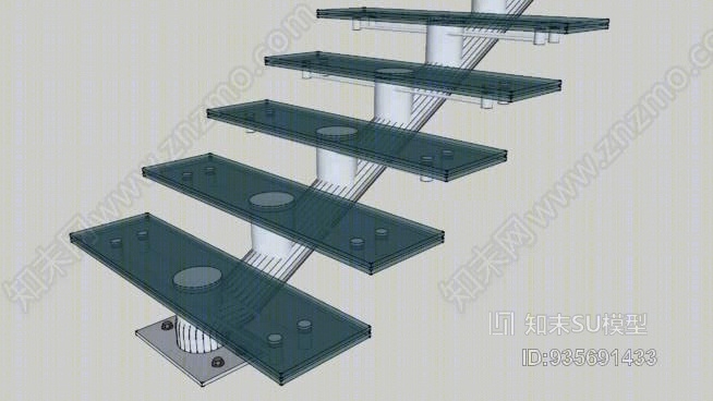 玻璃楼梯SU模型下载【ID:935691433】