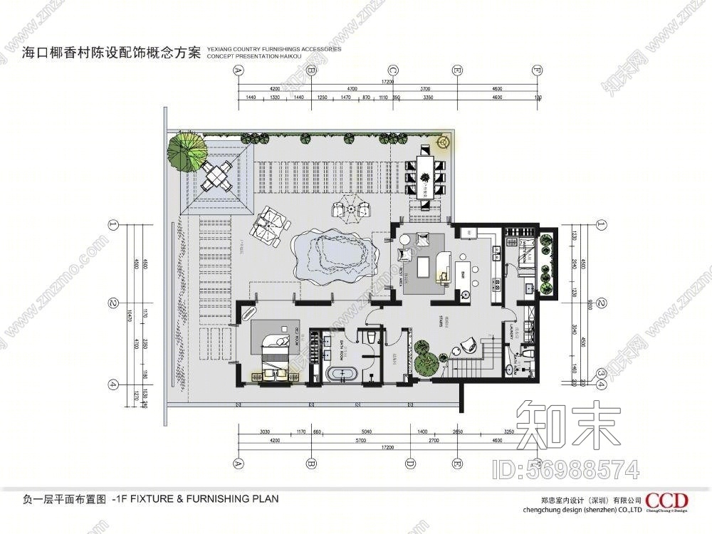 郑中-CCD海南远洋椰香村别墅样板房(CAD施工图纸)cad施工图下载【ID:56988574】