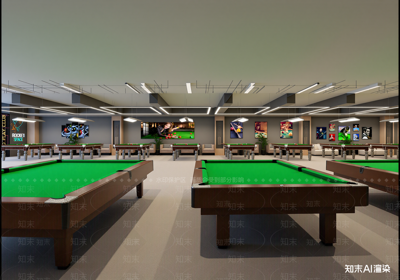 现代台球室3D模型下载【ID:1214145812】