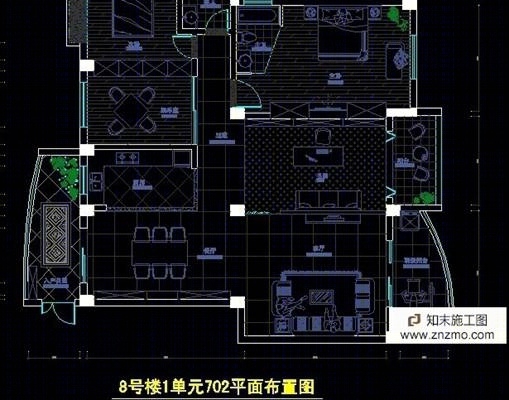 简单的4室2厅施工图cad施工图下载【ID:36938369】