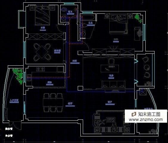 简单的4室2厅施工图cad施工图下载【ID:36938369】