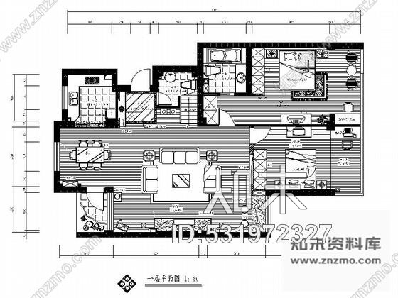 施工图简单双层别墅室内装修图cad施工图下载【ID:531972327】