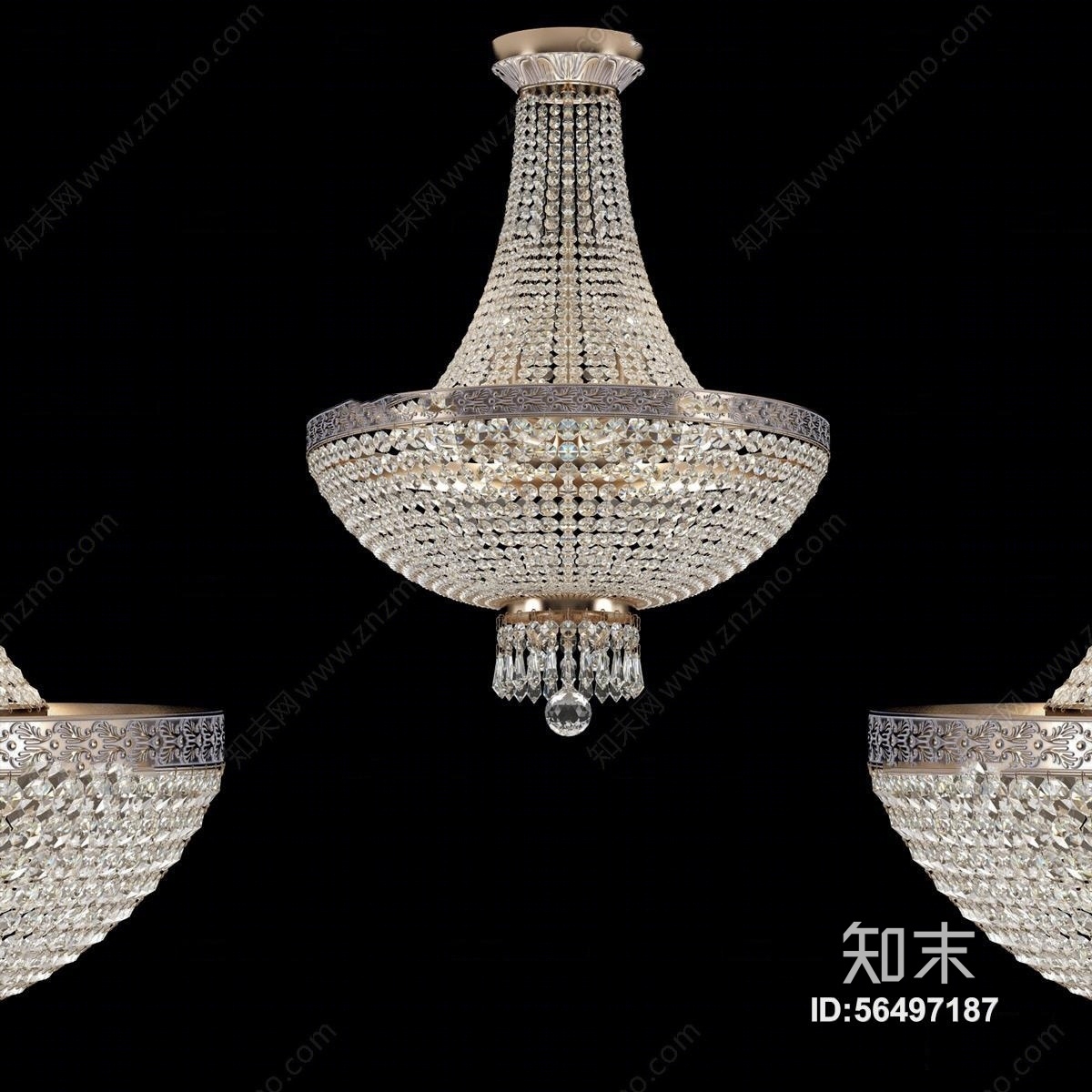 现代水晶吊灯3D模型下载【ID:56497187】
