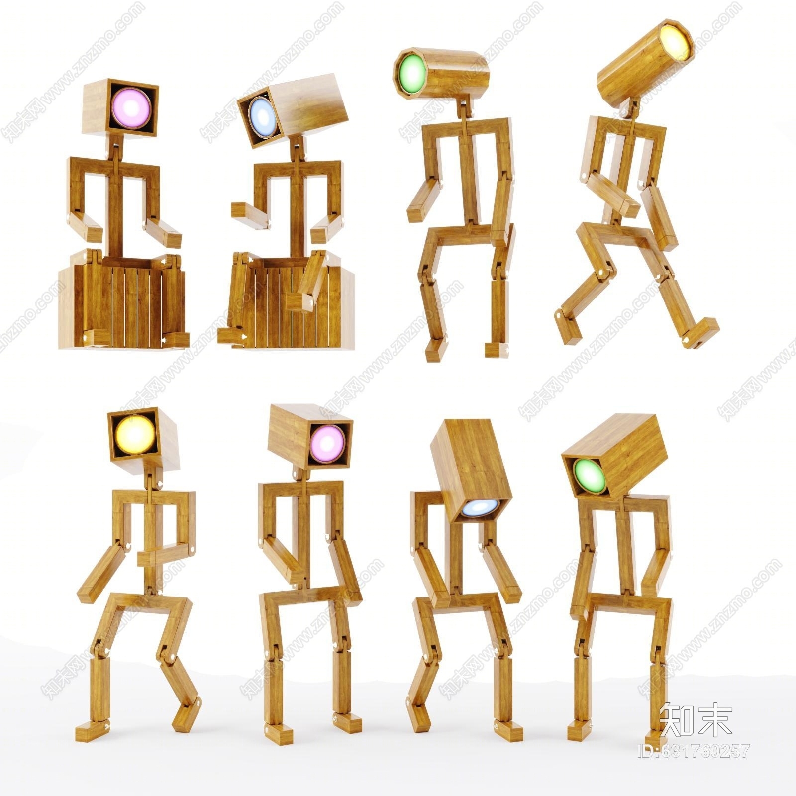 现代北欧现代创意人形落地灯客厅卧室组合3D模型下载【ID:631760257】