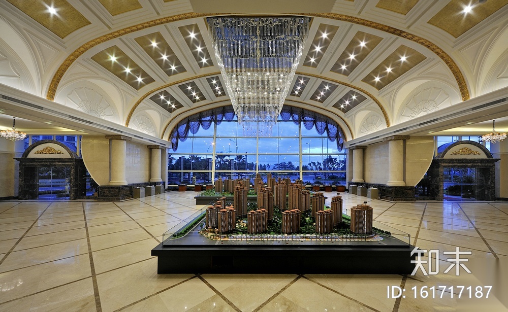 欧式风格大型房地产售楼处装修施工图（附效果图）cad施工图下载【ID:161717187】