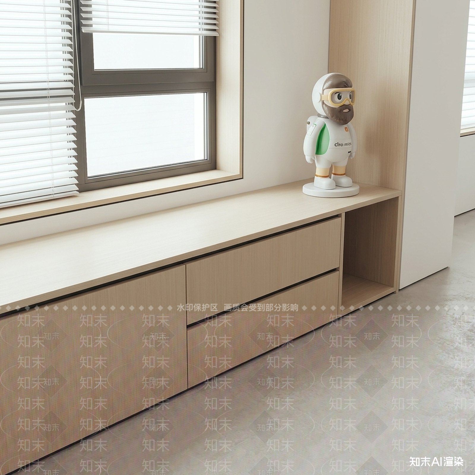 浅木色飘窗储物柜电视柜3D模型下载【ID:1227517355】