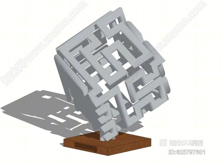 工艺品方形雕塑SU模型下载【ID:625797601】