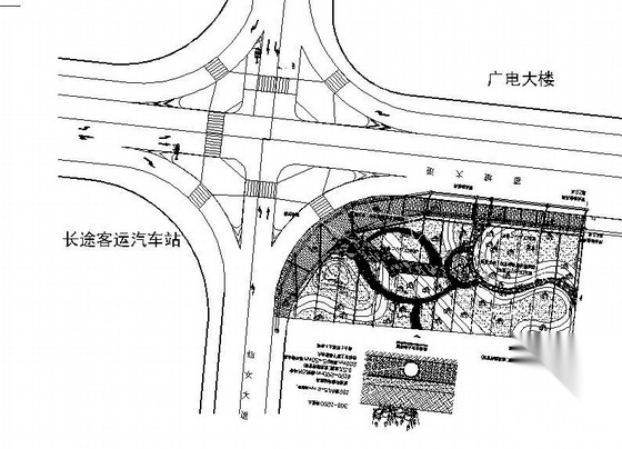 某省会城市街头绿地施工图全套cad施工图下载【ID:161065111】