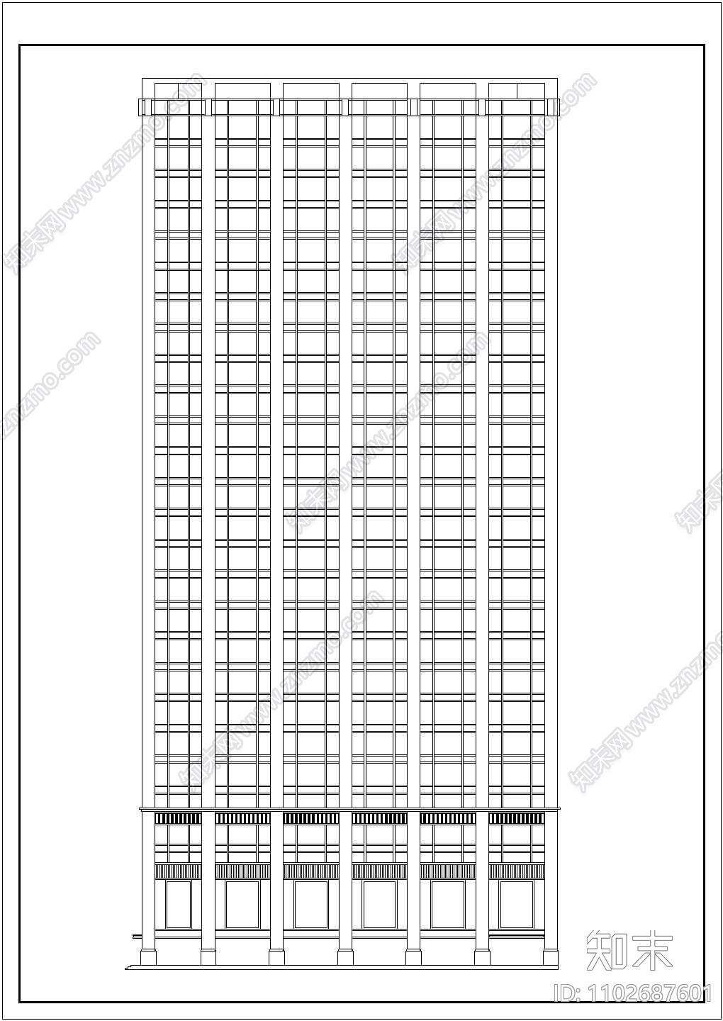 某二十八层写字楼建筑全套施工设计cad图纸施工图下载【ID:1102687601】