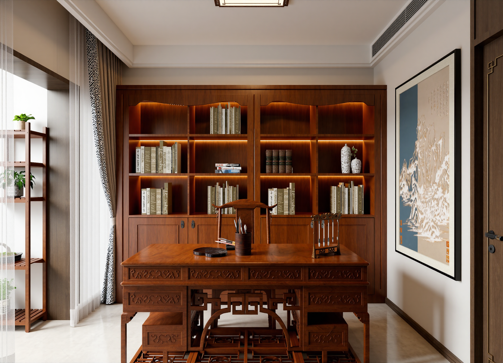 中式宋式书房3D模型下载【ID:1214799928】