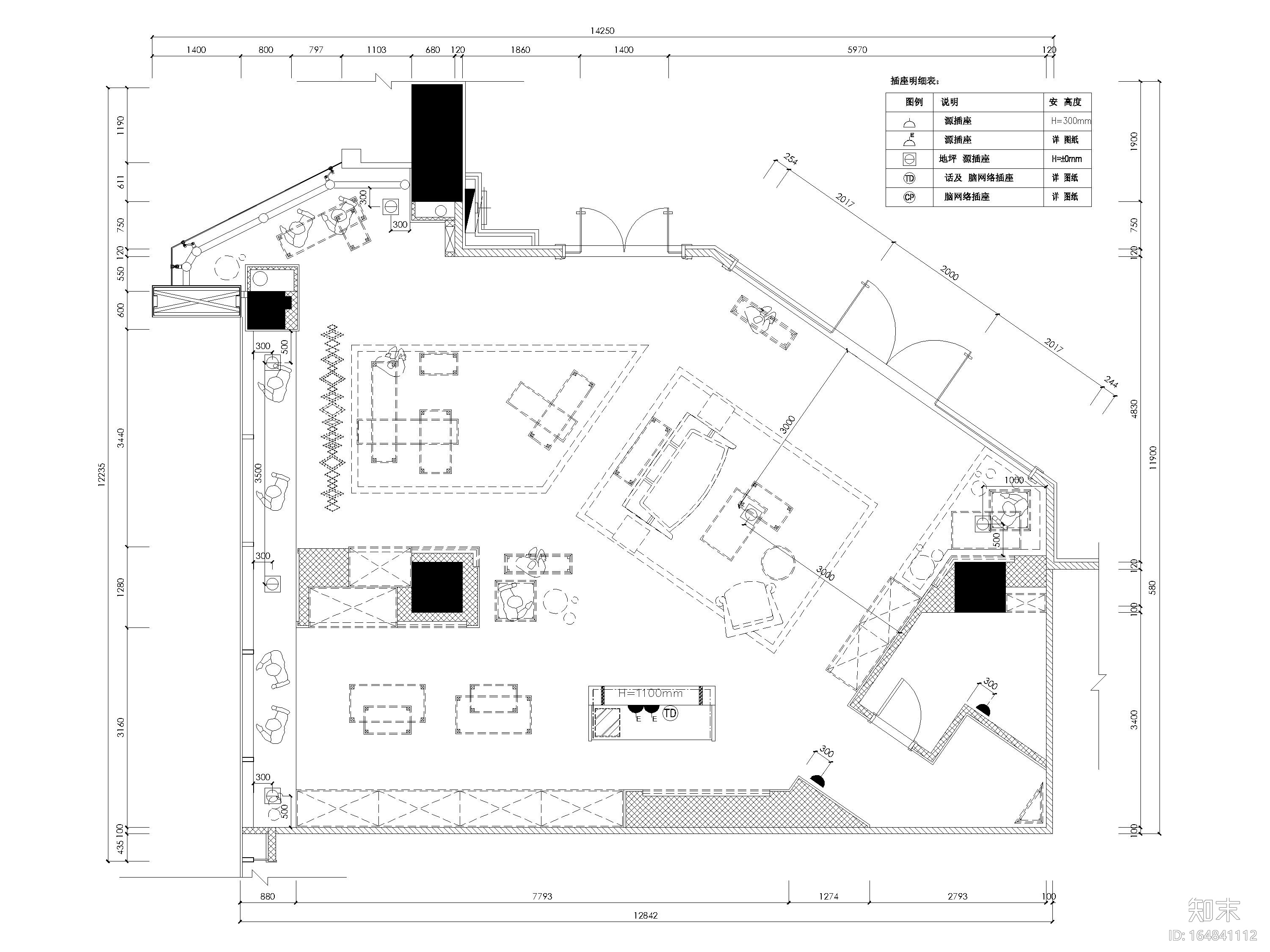 [广东]GUCCI奢侈品牌专卖店室内装饰施工图cad施工图下载【ID:164841112】