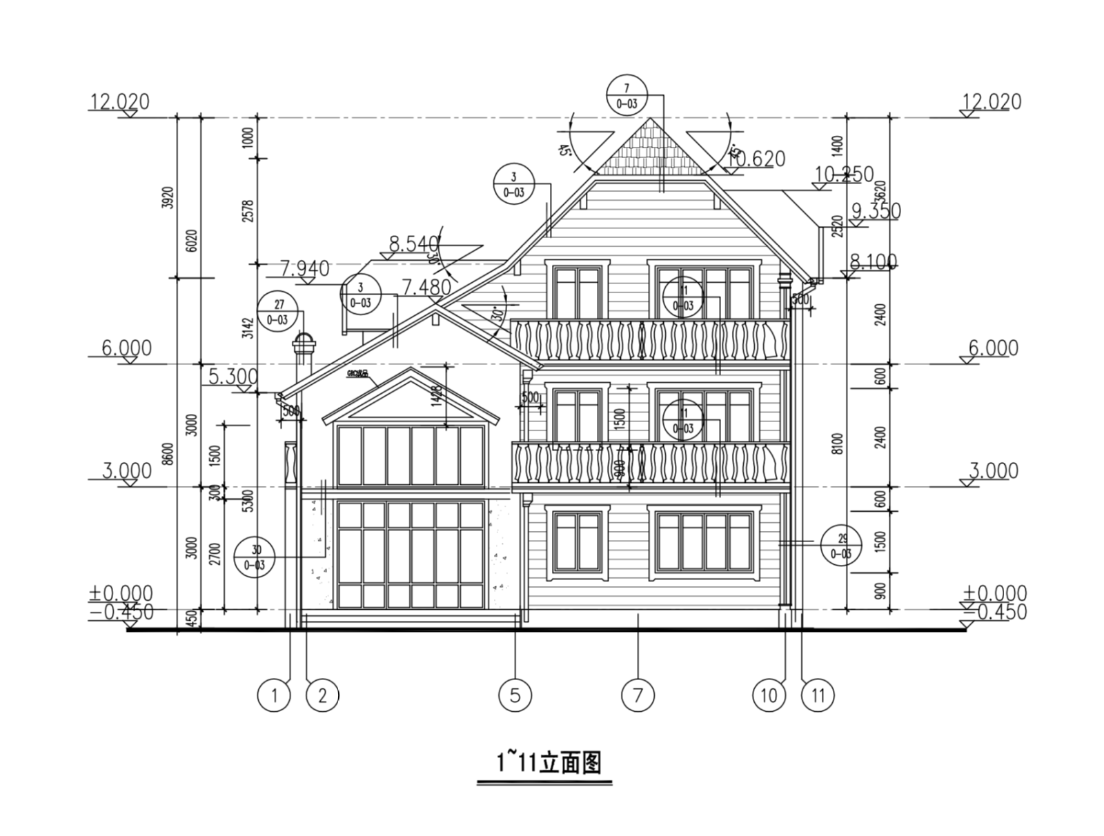 新农村田园坡屋顶三层独栋别墅自建房建筑cad施工图下载【ID:149888148】