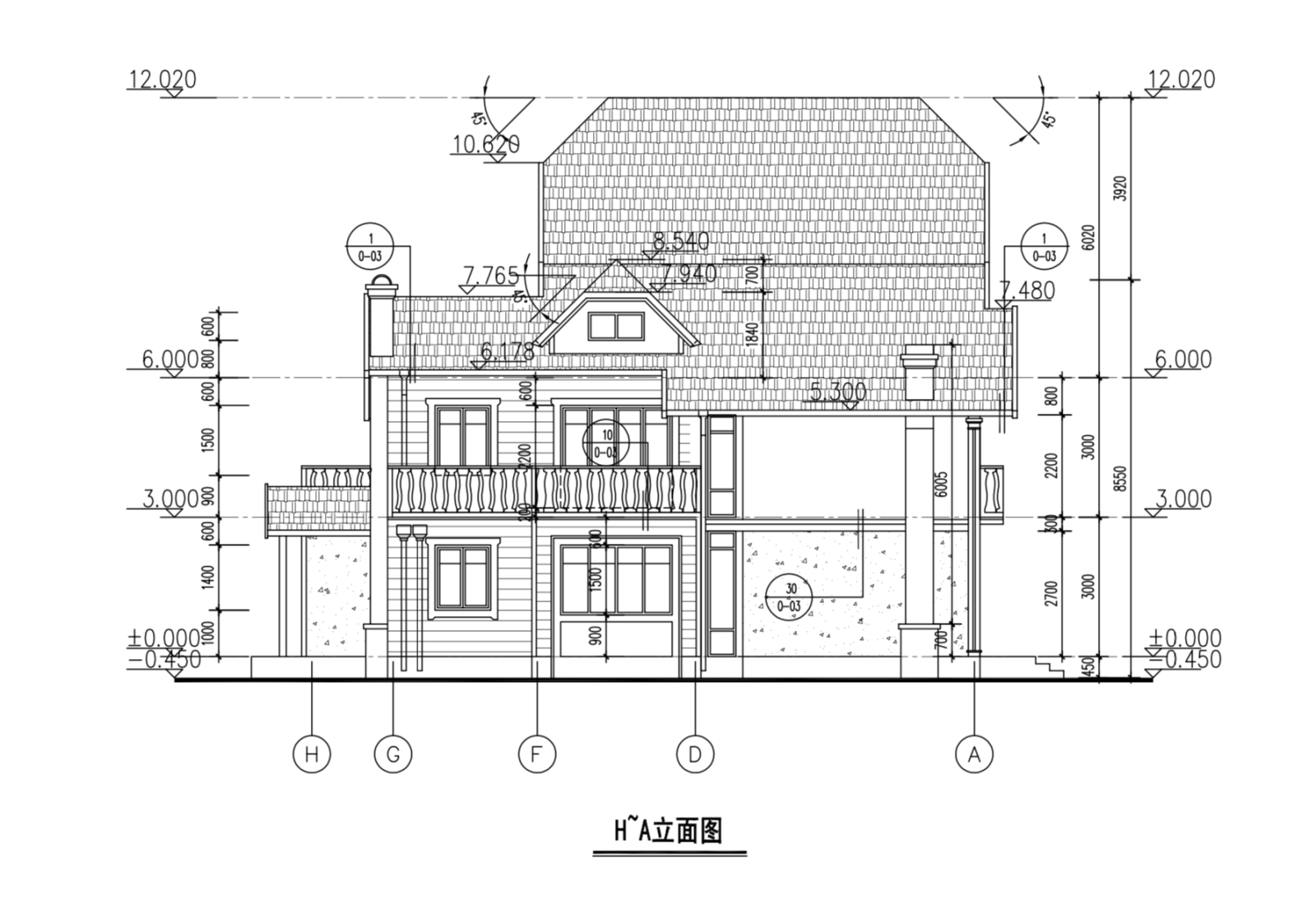 新农村田园坡屋顶三层独栋别墅自建房建筑cad施工图下载【ID:149888148】