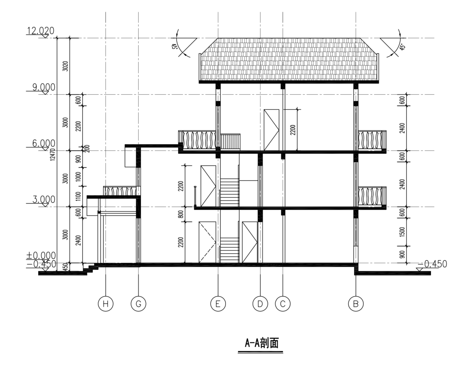 新农村田园坡屋顶三层独栋别墅自建房建筑cad施工图下载【ID:149888148】