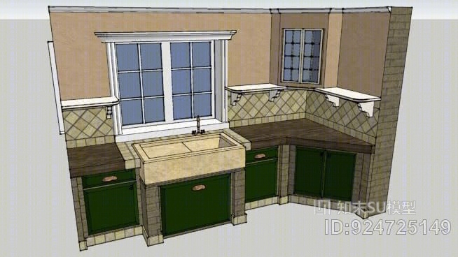 乡村厨房水槽镜子SU模型下载【ID:924725149】