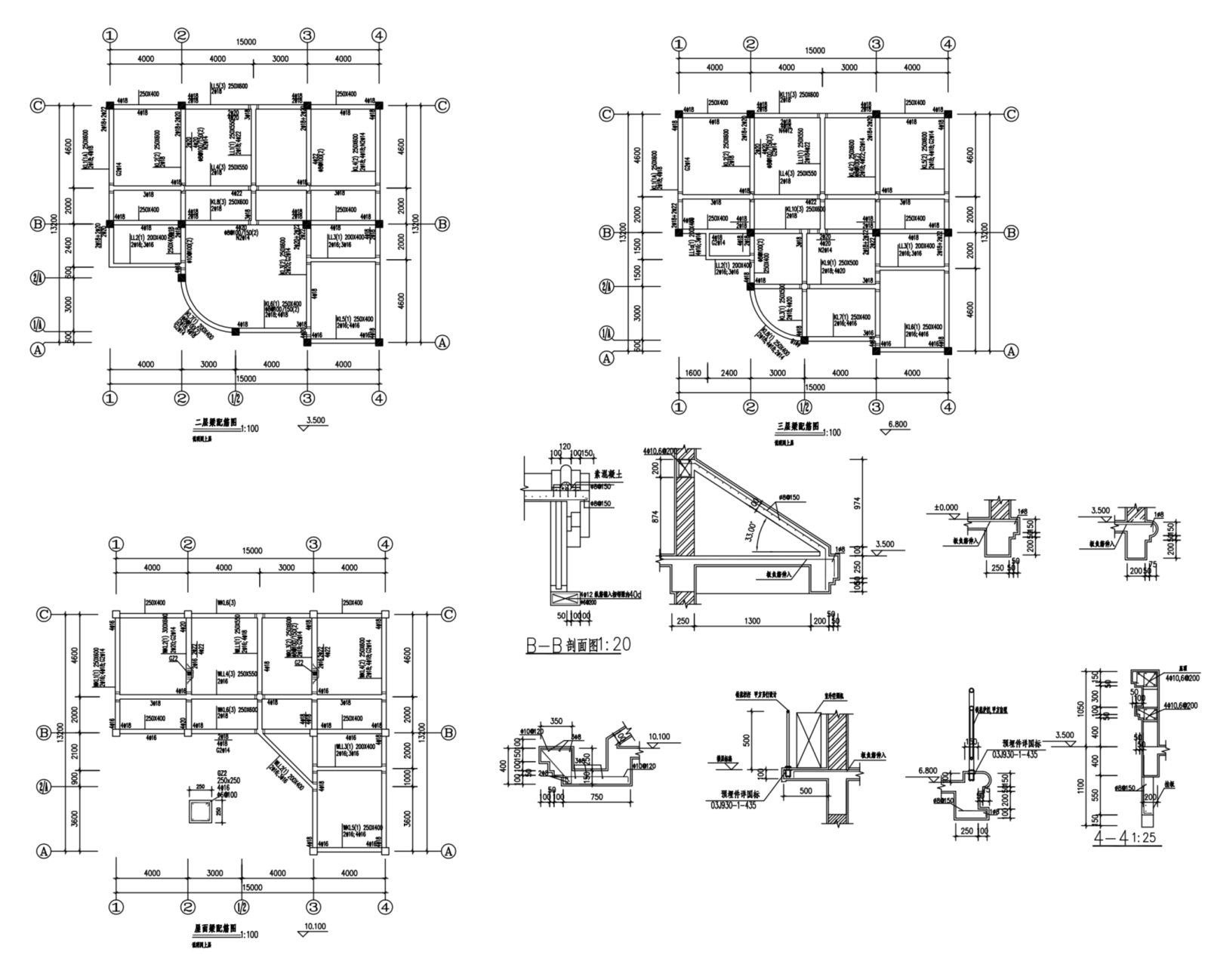 欧式新农村3层独栋别墅自建房建筑施工图下载【ID:149889116】