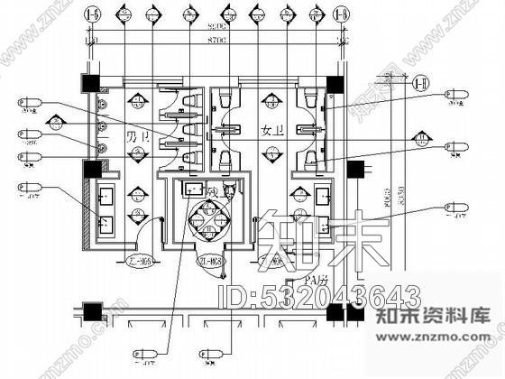 施工图江苏某度假酒店公共卫生间装修图施工图下载【ID:532043643】