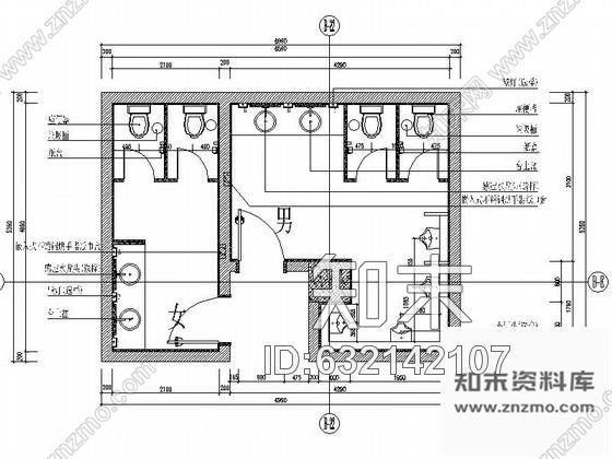 施工图36㎡小型公共卫生间装饰图施工图下载【ID:632142107】