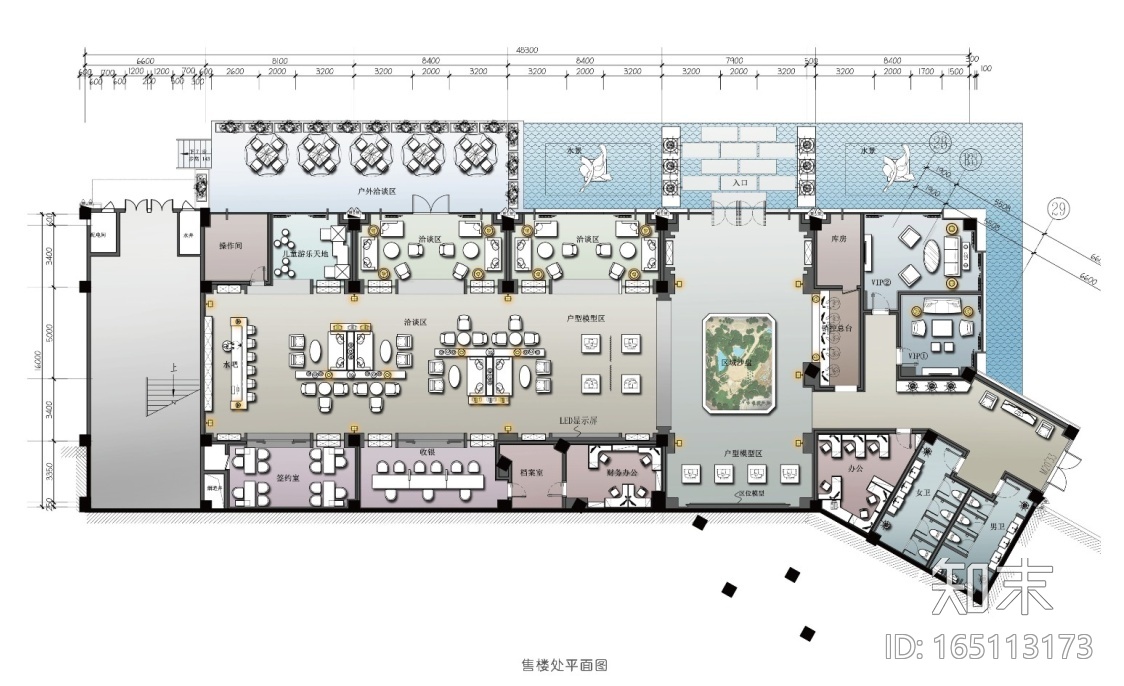 [重庆]新中式学府风售楼处设计施工图cad施工图下载【ID:165113173】