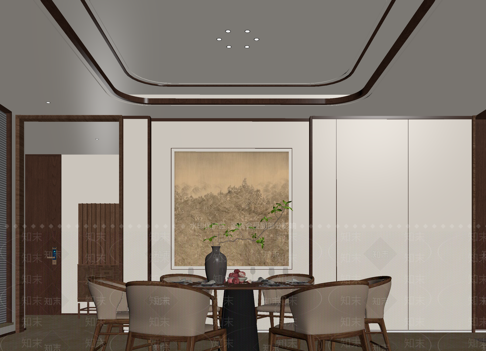 新中式家居餐厅3D模型下载【ID:1215030246】