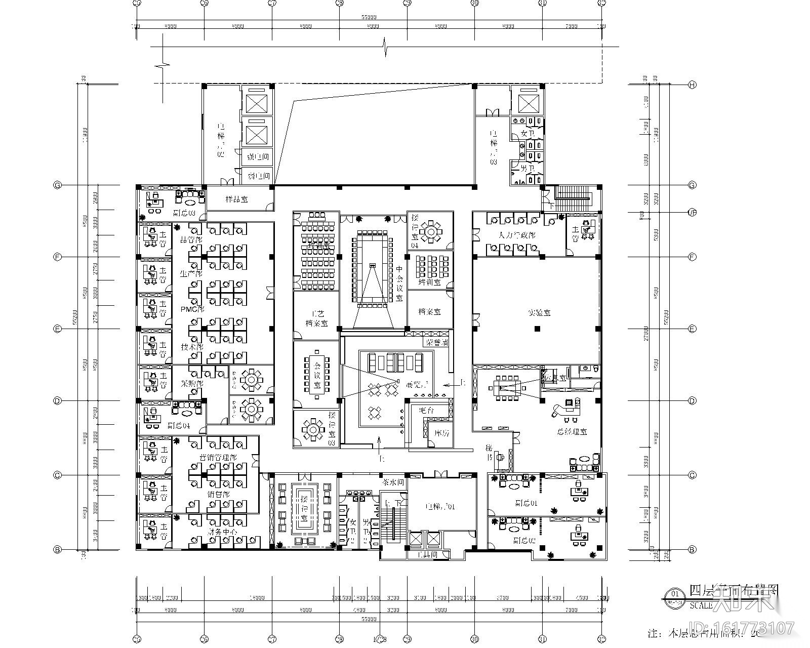 [北京]金德威科技园办公楼室内装修施工图+效果图cad施工图下载【ID:161773107】